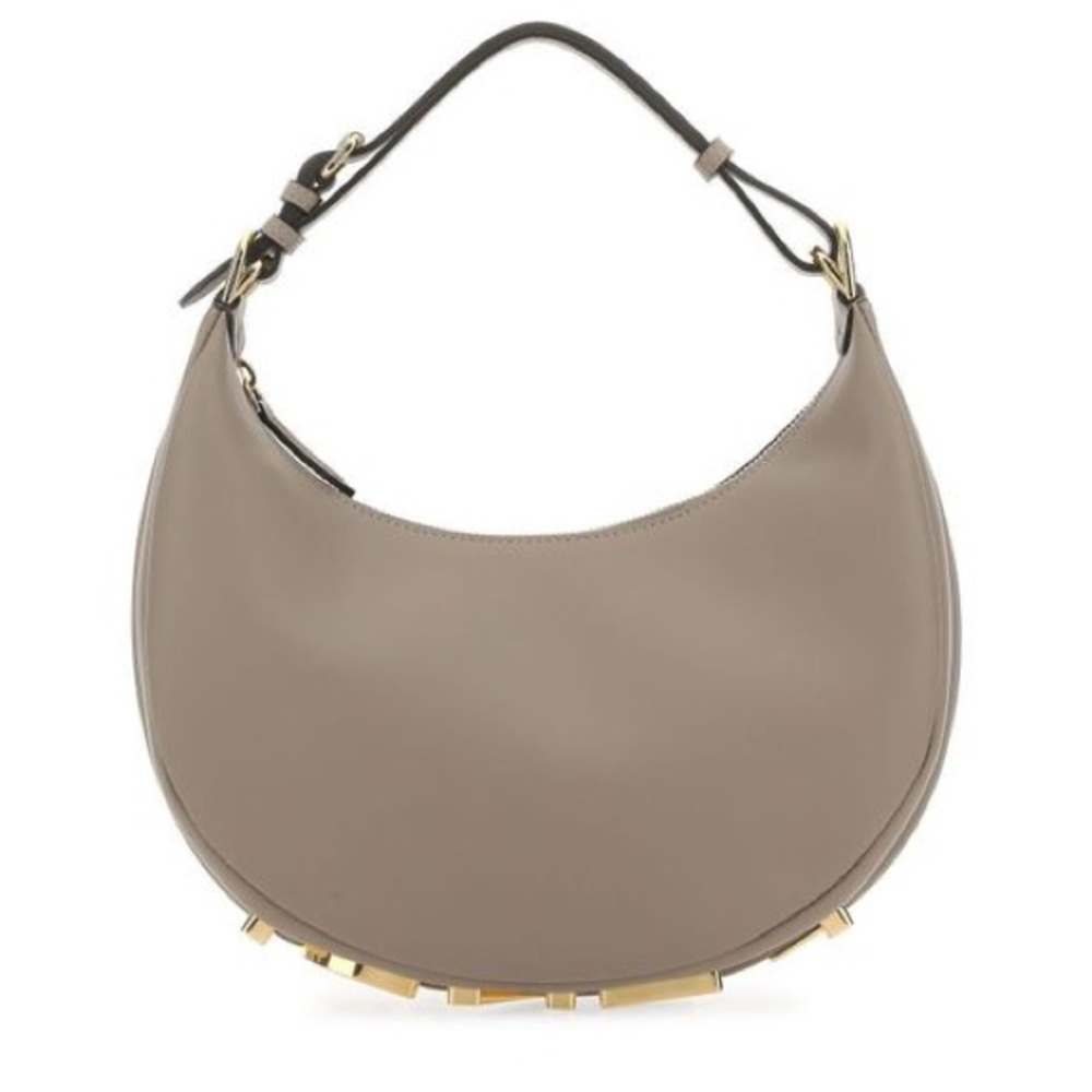 Fendi Gray and Gold Crescent Shoulder Bag